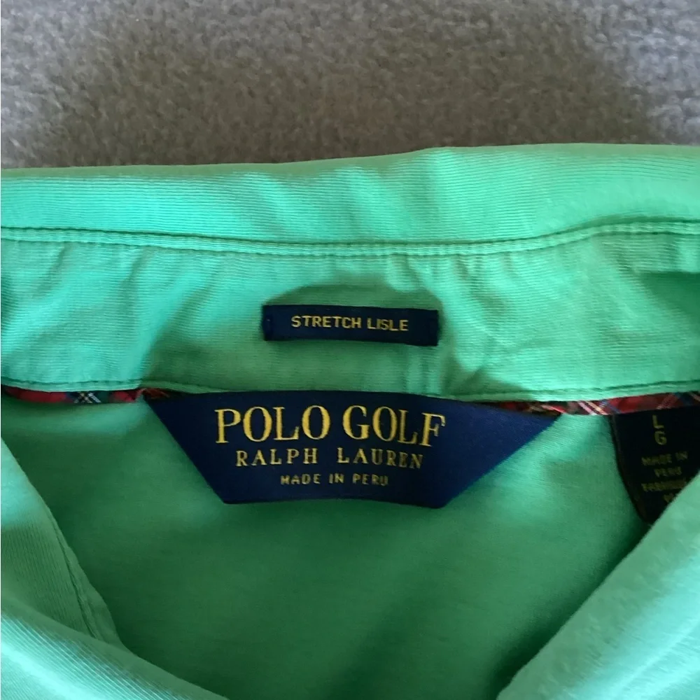 Polo Golf Ralph Lauren stretch Lisle-mint green-SZ L
Length 29.5”
Pit to pit 21” - Picture 3 of 6